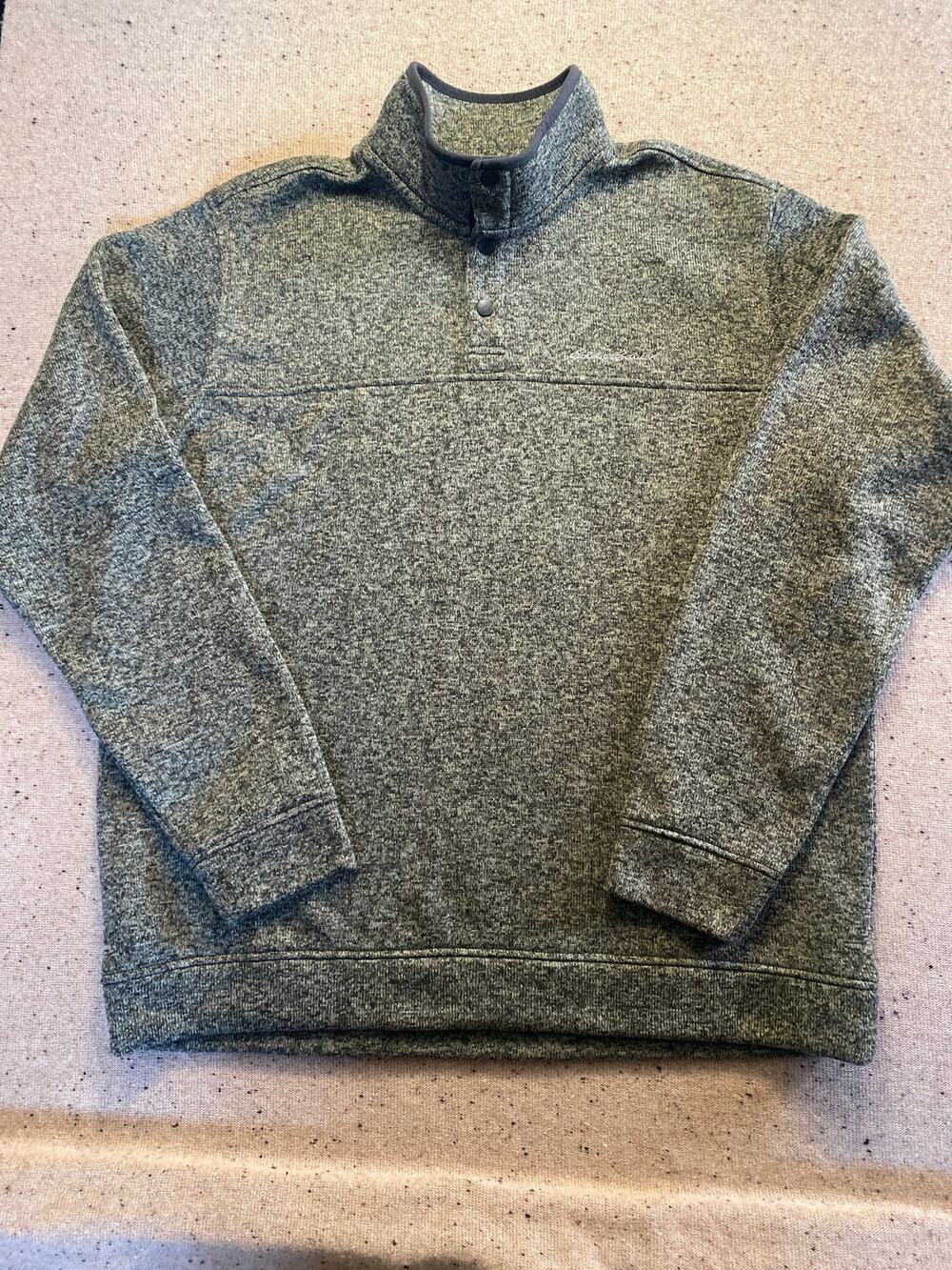 Eddie Bauer Sweatshirt Fleece Men's XL Charcoal Snap Radiator Mock Neck Sweater